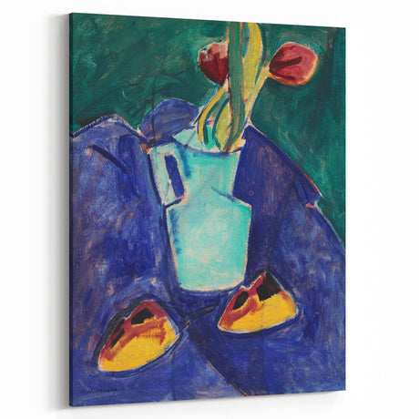 Modern Wall Art with Green Vase and Tulips - Abstract Contemporary Art Print