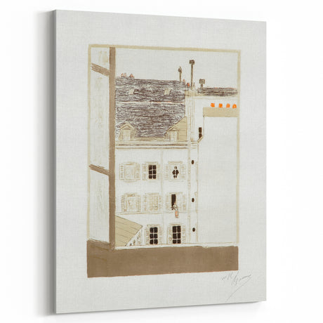 Modern Wall Art of Paris Courtyard Scene - Minimalist Contemporary Art Print