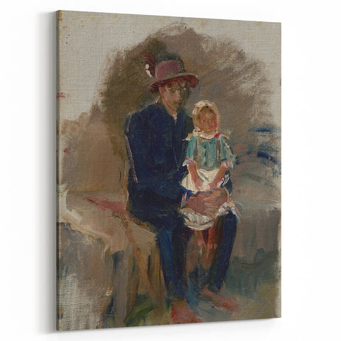 Modern Wall Art of Seated Figure with Child - Abstract Contemporary Art Print