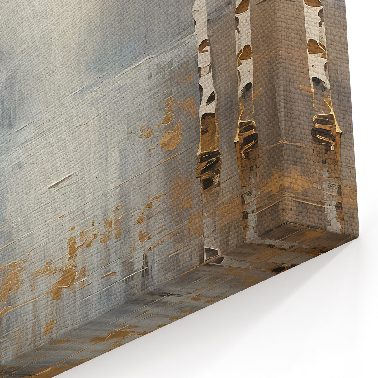 Modern Landscape Wall Art - Gold and Gray Abstract Forest Canvas Print
