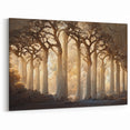 Abstract Nature Wall Art - Enchanted Forest with Golden Light Canvas
