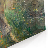 Abstract Scenery Canvas - Woman with Umbrella in Flower Field Wall Art