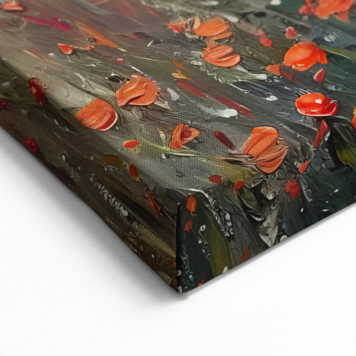 Abstract Scenery Canvas - Woman with Umbrella in Flower Field Wall Art