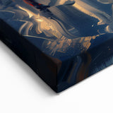 Modern Landscape Abstract - Red Umbrellas in Rainy Cityscape Canvas Art