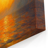 Sunset Glow Abstract - Sailboat on Fiery Sea Canvas Wall Art