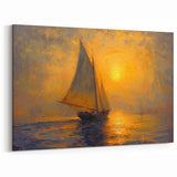 Sunset Glow Canvas - Sailboat on Golden Horizon Abstract Wall Art