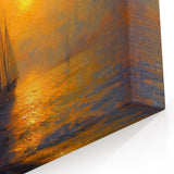 Sunset Glow Canvas - Sailboat on Golden Horizon Abstract Wall Art