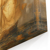 Vintage Charm Canvas - Golden Sailboat on Textured Sea Wall Art