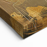 Vintage Charm Canvas - Golden Sailboat on Textured Sea Wall Art