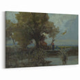 A Bushy Tree by the Lake - Impressionist Landscape by Lajos Csordák