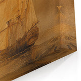 Classic Nautical Canvas - Golden Ship on Textured Sea Vintage Wall Art