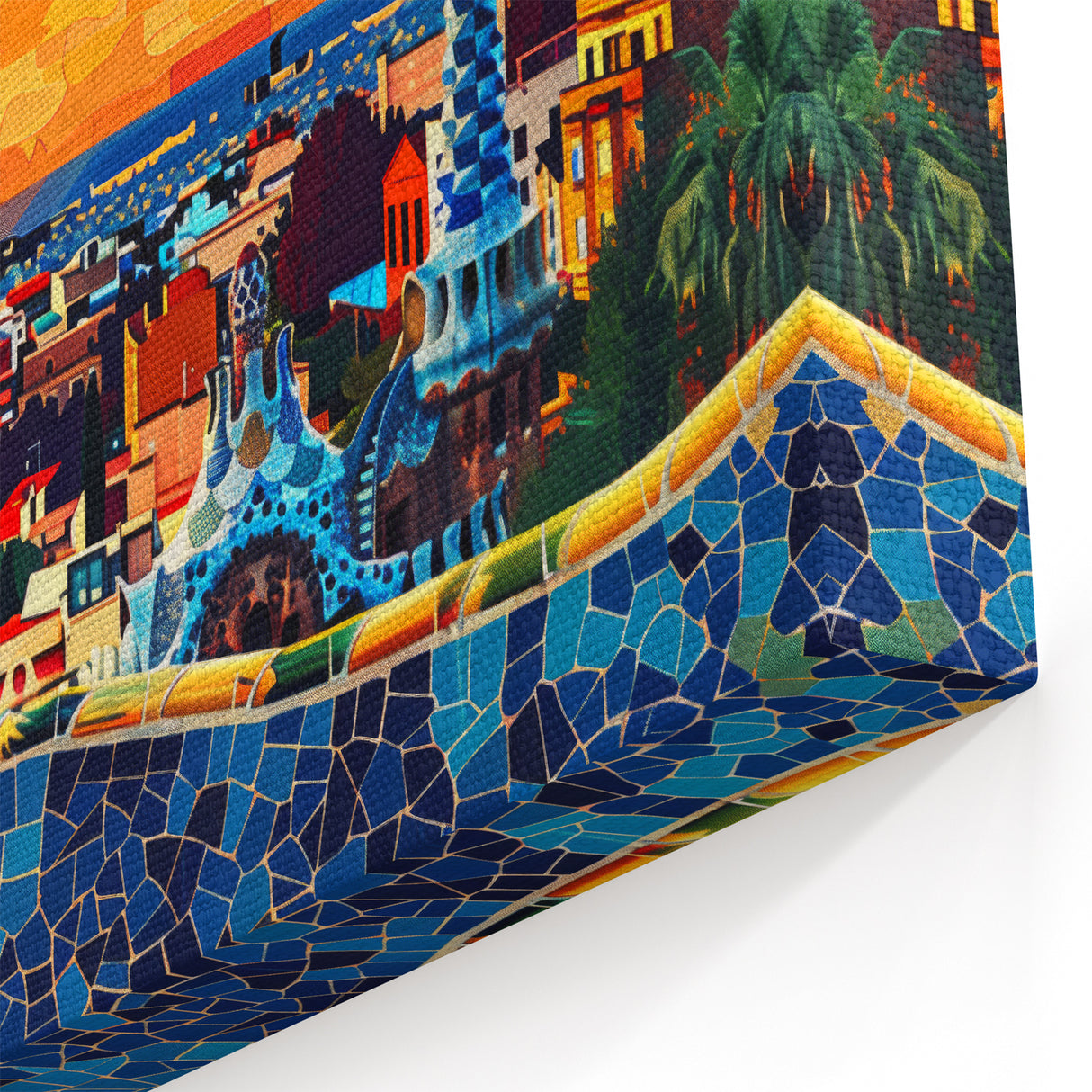 Vibrant Abstract Landscape Art - Colorful Mosaic Cityscape Canvas Print