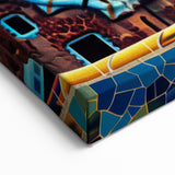 Vibrant Abstract Landscape Art - Colorful Mosaic Cityscape Canvas Print