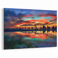 Colorful Sunset Beach Abstract Landscape Art - Vibrant Reflections Canvas