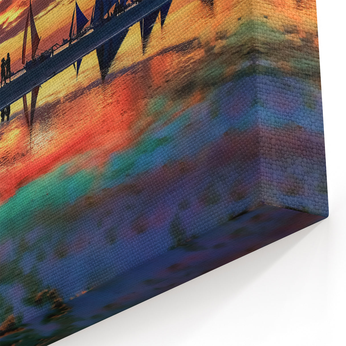 Colorful Sunset Beach Abstract Landscape Art - Vibrant Reflections Canvas