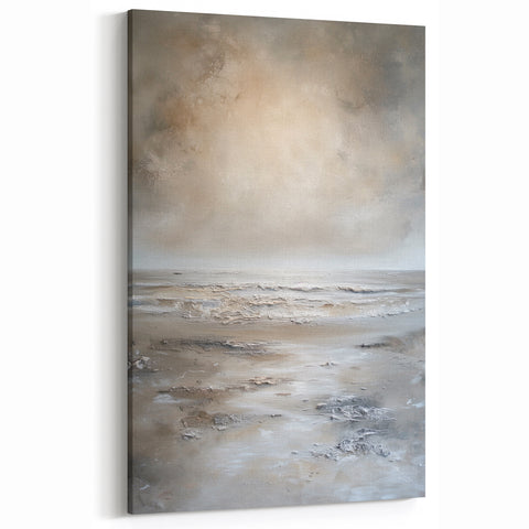 Calm Abstract Seascape Art - Neutral Toned Minimalist Landscape Canvas