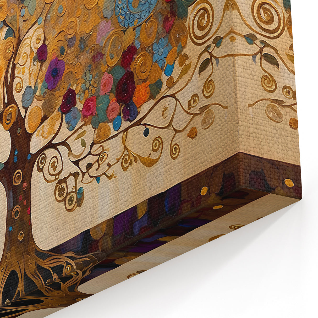 Golden Abstract Tree of Life Art - Colorful Ornate Landscape Canvas Print