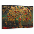 Elegant Tree of Life Abstract Art - Gold and Green Ornate Canvas Print