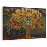 Elegant Tree of Life Abstract Art - Gold and Green Ornate Canvas Print