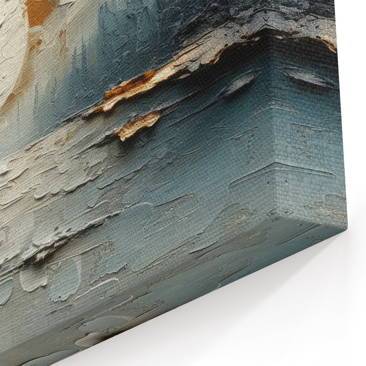 Textured Abstract Landscape Art - Blue Gray and Gold Sun Canvas Print