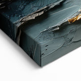 Textured Abstract Landscape Art - Blue Gray and Gold Sun Canvas Print
