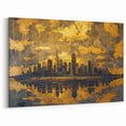 Golden Cityscape Reflection Art - Abstract Urban Skyline Canvas Print
