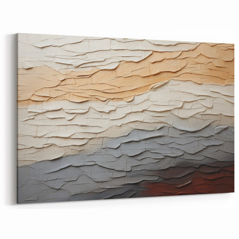 Layered Textured Abstract Art - Beige and Gray Contemporary Canvas