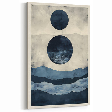 Minimalist Ocean Inspired Abstract Art - Blue Geometric Canvas Print