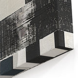 Minimalist Textured Abstract Art - Black White Gray Geometric Canvas