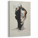 Half Face Minimalist Abstract Art - Black White and Beige Portrait Canvas