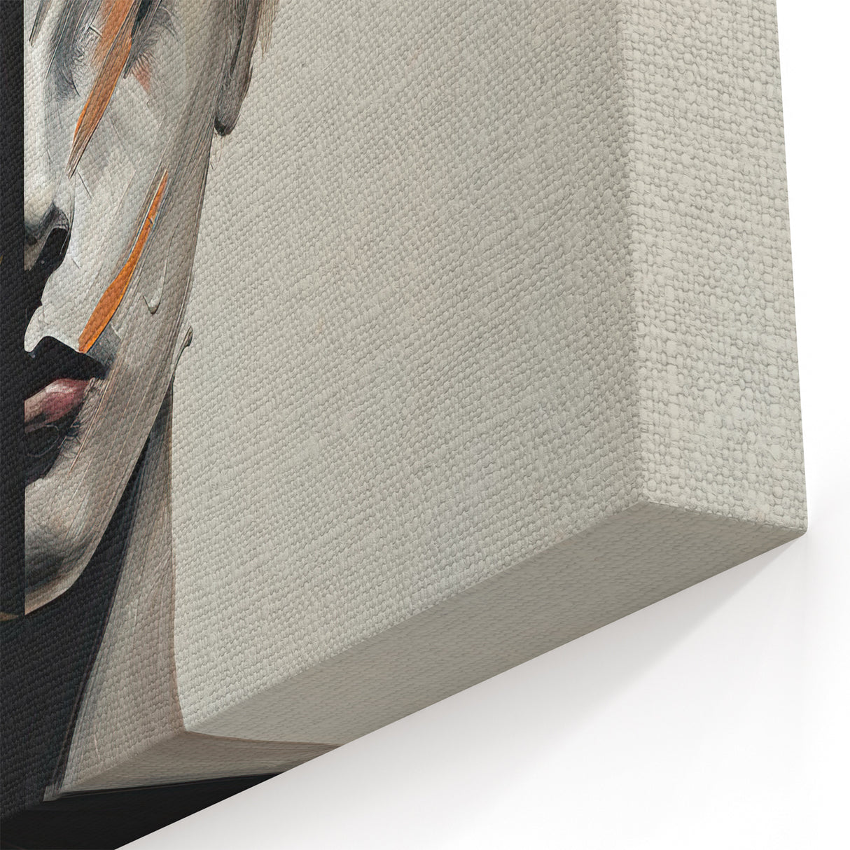 Half Face Minimalist Abstract Art - Black White and Beige Portrait Canvas