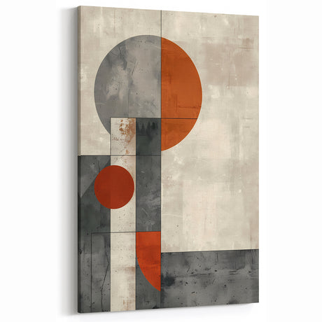 Modern Geometric Shapes Art - Burnt Orange and Gray Abstract Canvas