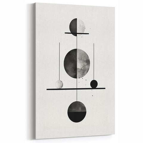 Celestial Balance Geometric Art - Black and White Minimalist Print