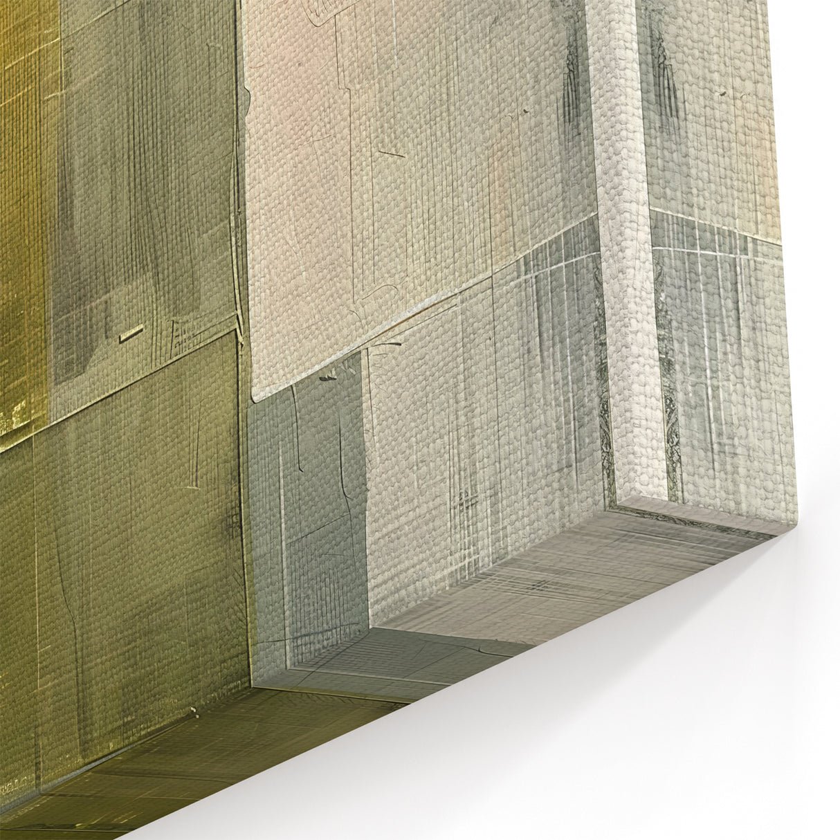 Urban Layers Abstract Art - Green and Beige Textured Canvas Print