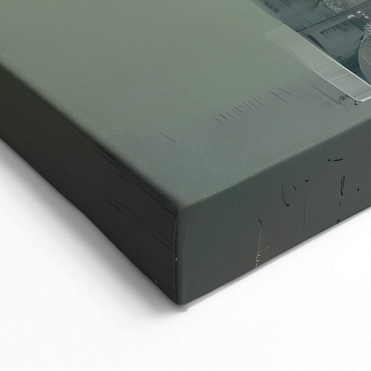 Urban Layers Abstract Art - Green and Beige Textured Canvas Print