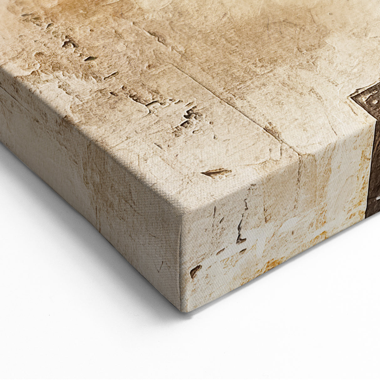 Vintage Mosaic Abstract Architecture Canvas - Beige and Teal Wall Art