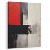 Red Bold Color Block Abstract Art - Black and Gray Modern Canvas
