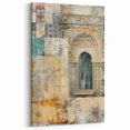 Rustic Archway Abstract Architecture Canvas - Beige and Teal Wall Art