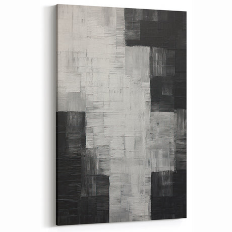 Monochrome Texture Composition - Minimalist Black and White Wall Art