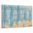 Serene Lakeside Promenade - Modern Wall Art with Pointillist Style