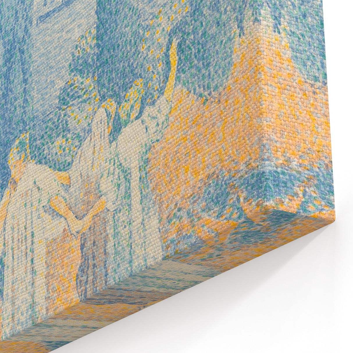 Serene Lakeside Promenade - Modern Wall Art with Pointillist Style