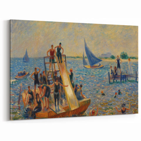 Impressionist Beach Scene - Modern Wall Art of Lively Seaside Day