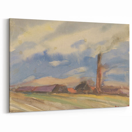 Countryside Landscape - Modern Wall Art of Fields and Village Scene
