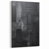 Textured Black and Gray Minimalist Art - Modern Abstract Oil Painting