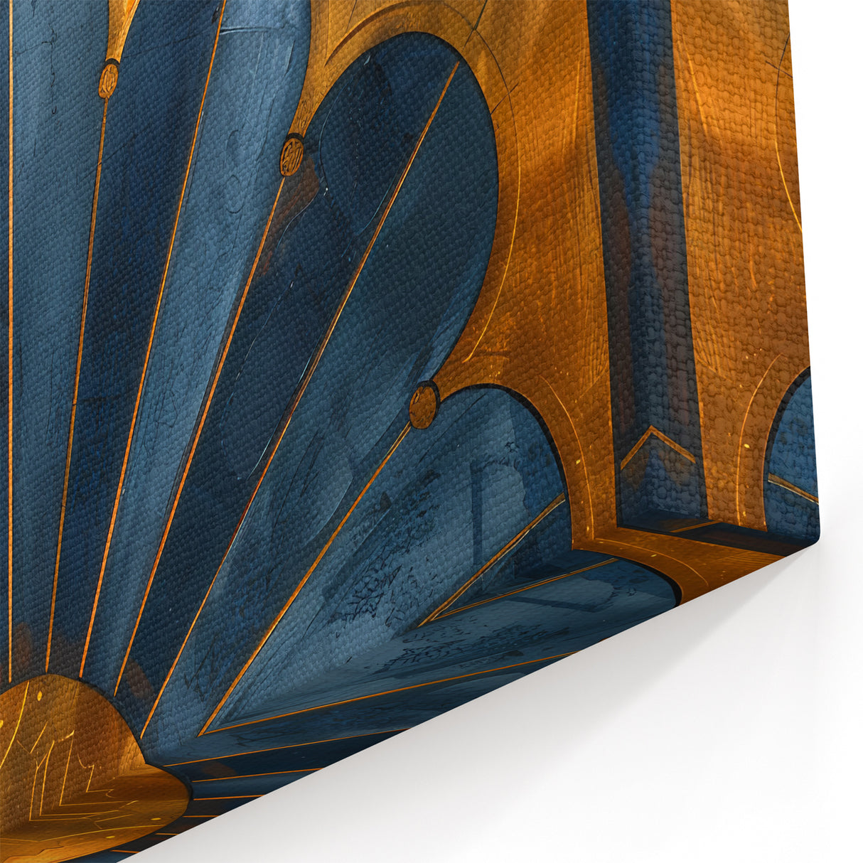 Art Deco Style Gold and Navy Abstract Art - Elegant Minimalist Wall Decor