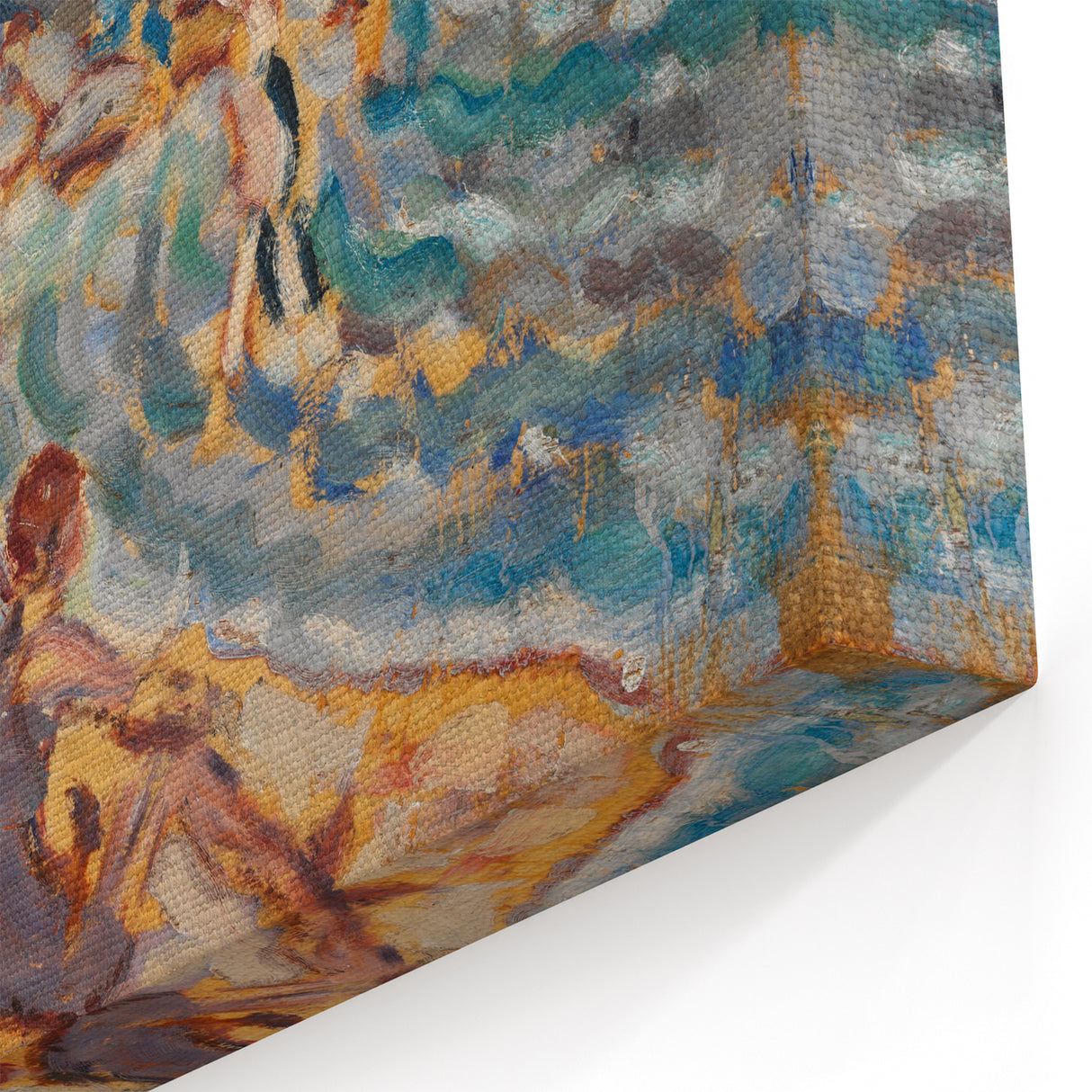 Impressionist Beach Scene - Modern Wall Art of Seaside Gathering