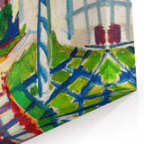 Modernist Garden Scene - Vibrant Wall Art of Grape Arbor and Sunlight