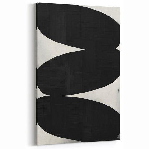 Bold Black and White Abstract Oil Painting - Minimalist Modern Wall Art