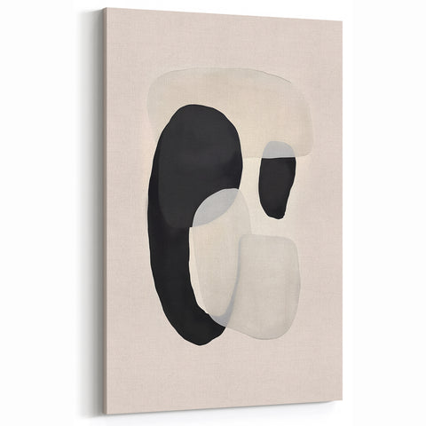 Minimalist Black and Beige Abstract Art - Modern Geometric Illustration