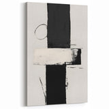 Modern Black and White Abstract Oil Painting - Minimalist Wall Art Decor